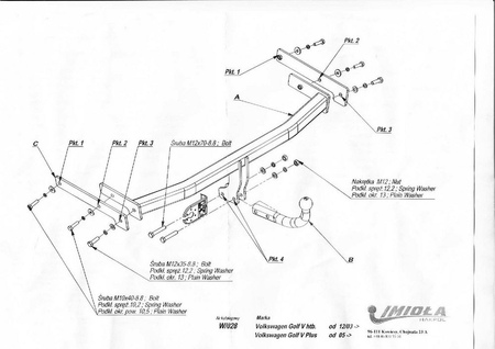 Фаркоп Imiola для Volkswagen Golf (2004-2013) W.028