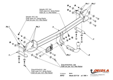 Фаркоп Imiola для Mazda 323 хетчбек 5 дверей (1998-2003) X.012