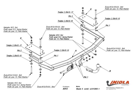 Фаркоп Imiola для Mazda 6 универсал (2003-2008) X.013