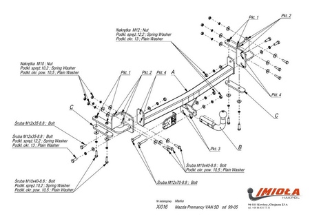 Фаркоп Imiola для Mazda Premacy (1999-2005) X.016