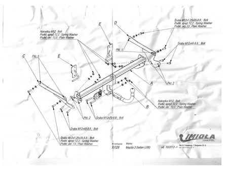 Фаркоп Imiola для Mazda 3 седан (2013-2020) X.026