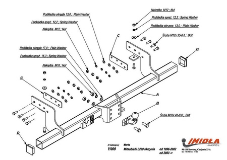 Фаркоп Imiola для Mitsubishi L200 (1996-2006) Y.009