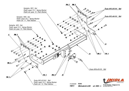 Фаркоп Imiola для Mitsubishi L200 (2006-2015) Y.011