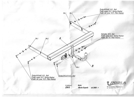 Фаркоп Imiola для Skoda Superb (2008-2015) Z.013