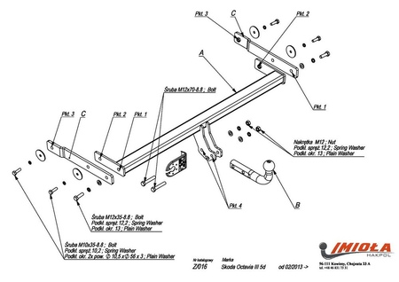 Фаркоп Imiola для Volkswagen Golf хетчбек 5 дверей (2012-2020) Z.016