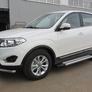 Пороги алюминиевые Luxe Silver серебристые Chery Tiggo 5 (2014-2020)