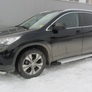 Пороги алюминиевые Slitkoff Optima Silver серебристые Honda CR-V (2012-2017)