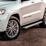 Пороги алюминиевые Slitkoff Optima Silver серебристые Jeep Grand Cherokee (2011-2022)