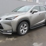 Пороги алюминиевые Slitkoff Optima Black черные Lexus NX 300h (2014-2021)