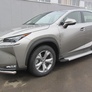 Пороги алюминиевые Slitkoff Optima Silver серебристые Lexus NX 300h (2014-2021)