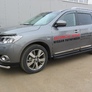 Пороги алюминиевые Slitkoff Optima Black черные Nissan Pathfinder (2014-2017)