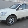 Пороги алюминиевые Slitkoff Optima Black черные SsangYong Kyron (2005-2015)