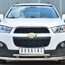 Защита переднего бампера d63 секции - d42 дуга декор-паз RUSSTAL Chevrolet Captiva (2013-2016)