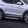 Пороги алюминиевые Silver new Hyundai Santa Fe Premium (2015-2016)