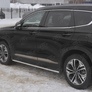 Пороги труба 75х42 овал с проступью RUSSTAL Hyundai Santa Fe (2018-2020)