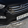 Защита переднего бампера d63 секции d63 дуга RUSSTAL Hyundai Santa Fe (2012-2015)