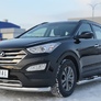 Защита переднего бампера d76х42 секции-дуга RUSSTAL Hyundai Santa Fe (2012-2015)