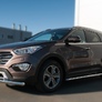 Защита переднего бампера d63 секции d42 дуга RUSSTAL Hyundai Santa Fe Grand (2014-2015)