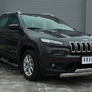 Пороги труба d76 с накладкой вариант 2 RUSSTAL Jeep Cherokee (2014-2018)