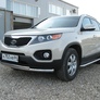 Защита переднего бампера d57+d42 радиусная Kia Sorento (2010-2013)