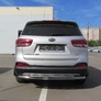 Защита заднего бампера d57+d42 двойная радиусная Kia Sorento (2015-2020)