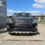 Защита переднего бампера d76+d76 двойная с профильной ЗК Lexus LX 570 (2012-2022)