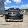 Защита переднего бампера d57+d57 двойная с ЗК Lexus LX 570 (2012-2022)
