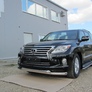 Защита переднего бампера d76+d76 двойная Lexus LX 570 (2012-2022)