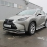 Защита переднего бампера d57+d42 двойная радиусная Lexus NX 300h (2014-2021)
