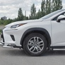 Защита переднего бампера d63 дуга-d63 уголки+клыки RUSSTAL Lexus NX 300 (2017-2021)