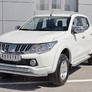 Защита переднего бампера d63 секция-d42 дуга с декором RUSSTAL Mitsubishi L200 (2014-2019)