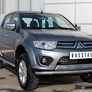 Защита переднего бампера d63 секции d75х42 дуга RUSSTAL Mitsubishi L200 (2014-2019)