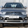 Защита переднего бампера d63 секции d42х2 уголки RUSSTAL Mitsubishi L200 (2014-2019)