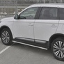 Пороги труба 75х42 овал с проступью RUSSTAL Mitsubishi Outlander (2018-2023)
