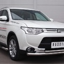 Пороги труба d76 с накладкой вариант 1 RUSSTAL Mitsubishi Outlander (2014-2019)