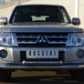 Защита переднего бампера d76х63 дуга RUSSTAL Mitsubishi Pajero (2012-2014)