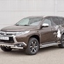 Защита переднего бампера d63 дуга-d63 уголки+клыки RUSSTAL Mitsubishi Pajero Sport (2016-2021)