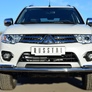 Защита переднего бампера d63 секции d42 уголки RUSSTAL Mitsubishi Pajero Sport (2013-2015)