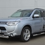 Пороги труба d76 с накладками вариант 2 RUSSTAL Mitsubishi Outlander (2012-2014)