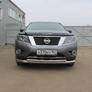 Защита переднего бампера d76+d57 двойная Nissan Pathfinder (2014-2017)