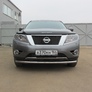 Защита переднего бампера d57 радиусная Nissan Pathfinder (2014-2017)