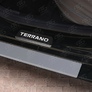 Накладки на пороги карбон с надписью RUSSTAL для Nissan Terrano (2014-2023)