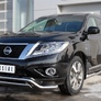 Пороги труба d76 с накладкой вариант 1 RUSSTAL Nissan Pathfinder (2014-2017)