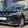 Защита переднего бампера d42 секции d42 уголки+клыки RUSSTAL Nissan Qashqai (2014-2018)