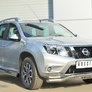 Пороги труба d76 с накладкой вариант 2 RUSSTAL Nissan Terrano (2014-2023)