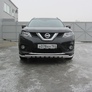 Защита переднего бампера d57+d42 двойная с декоративными элементами Nissan X-Trail (2015-2023)