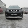 Защита переднего бампера d57+d42 двойная короткая Nissan X-Trail (2015-2023)