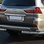 Защита заднего бампера d76+d42 уголки Lexus LX (2015-2022)