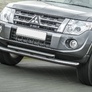 Защита переднего бампера d76+d57 Mitsubishi Pajero IV (2011-2024)