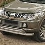 Защита переднего бампера d76+75x42 овал Mitsubishi L200 (2015-2019)